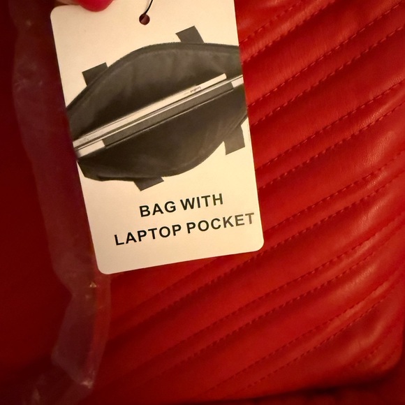 Badgley Mischka Red Quilted Shoulder Bag with Gold Hardware - Picture 8 of 9